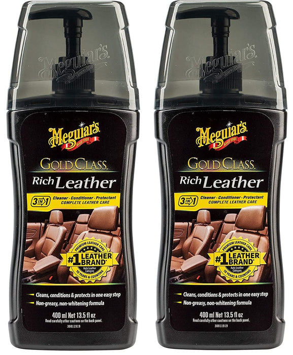 2x Meguiar's G17914EU Gold Class Rich Leather Cleaner and Conditioner 400ml - Meguiar's - My Roof Bars