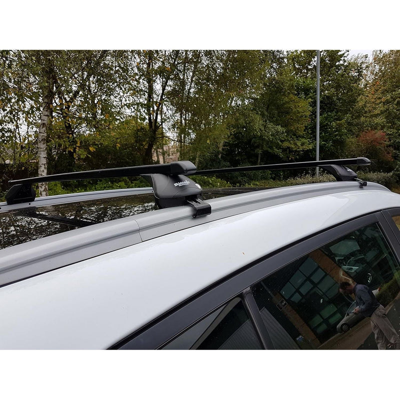 Summit SUP-857F Premium Integrated Railing Bar for Cars with Running Rails, Black Steel, Set of 2