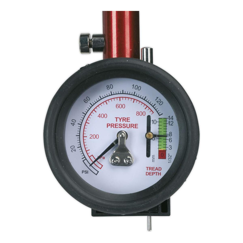 Sealey Tyre Pressure Gauge with Tyre Tread Depth Gauge 0-8bar(0-120psi) TSTPDG01 - Sealey - My Roof Bars