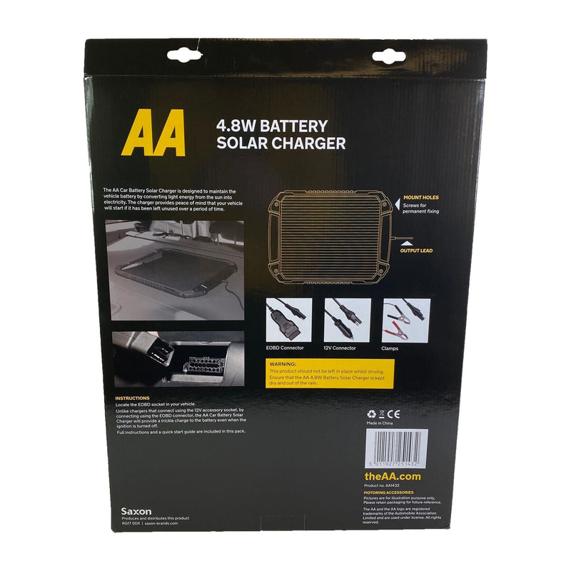 AA 4.8W XL 12V Car Van Caravan Solar Panel Trickle Battery Charger Power Supply - AA - My Roof Bars