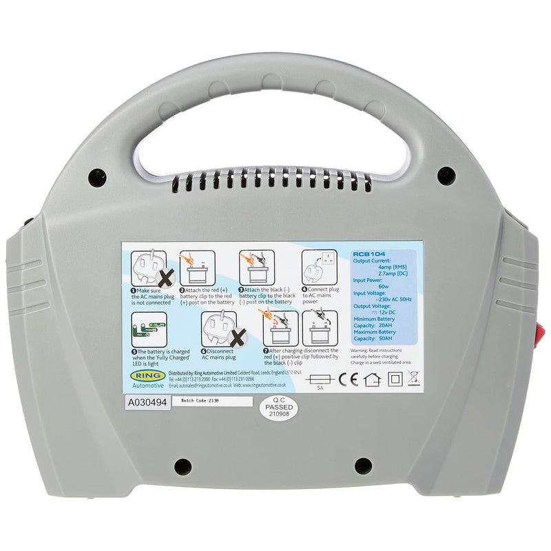 Ring Automotive RCB104 Ring , 4A Battery Charger, 12V Lead Acid, Vehicles up to - Ring Automotive - My Roof Bars