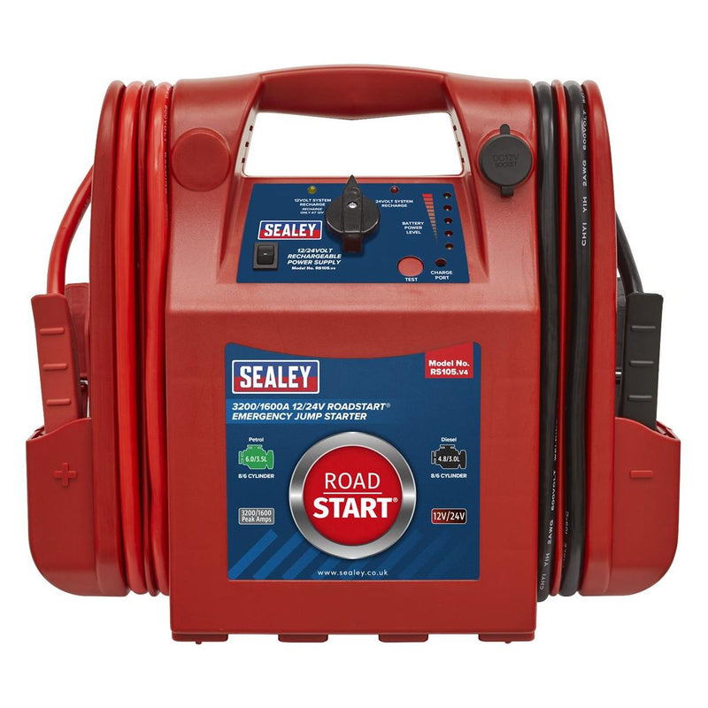 Sealey RoadStartï Emergency Jump Starter 12/24V 3200/1600 Peak Amps RS105 - Sealey - My Roof Bars