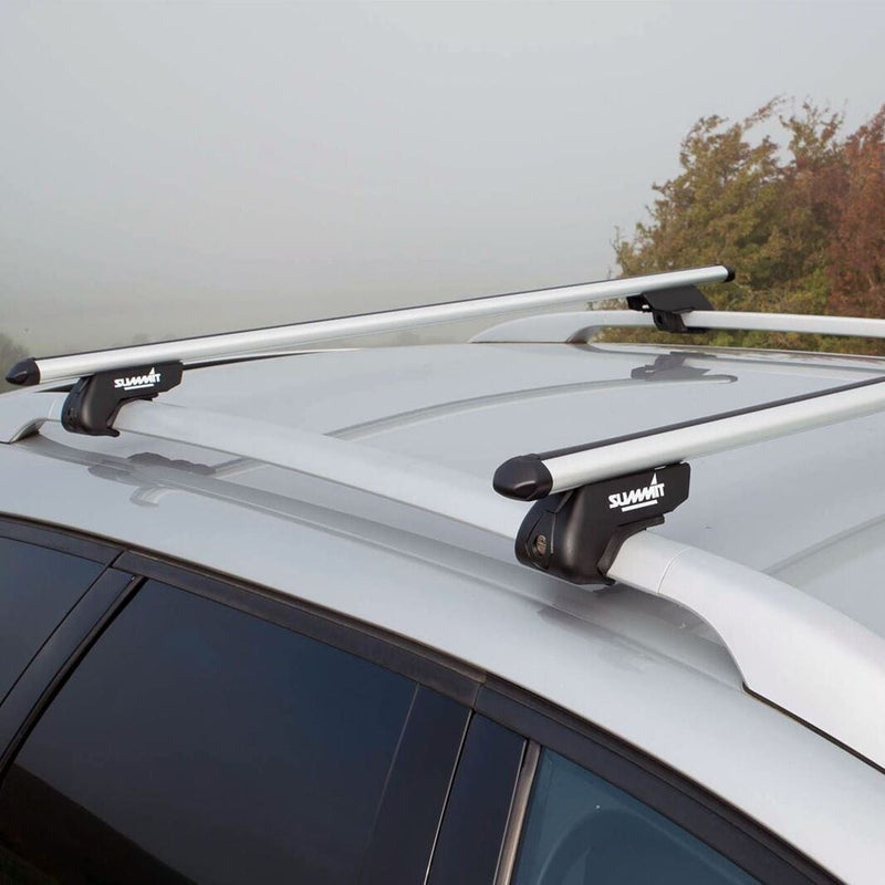 Summit SUP-930C Premium Railing Roof Bar for Cars with Raised Running Rails, Aluminium, Set of 2