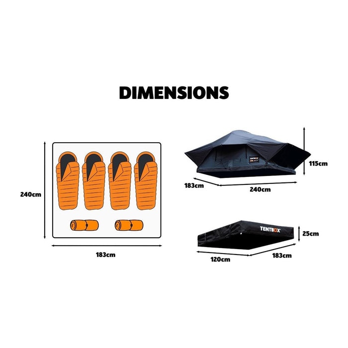 TentBox Lite XL (Slate Grey) 4 Person Roof Tent - TENTBOX - My Roof Bars