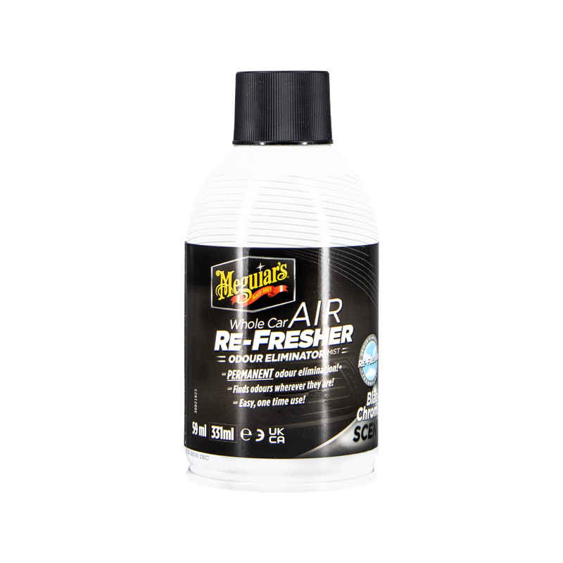 2x Meguiar's Whole Car Air Re-Fresher Odor Eliminator Black Chrome Scent 59ml