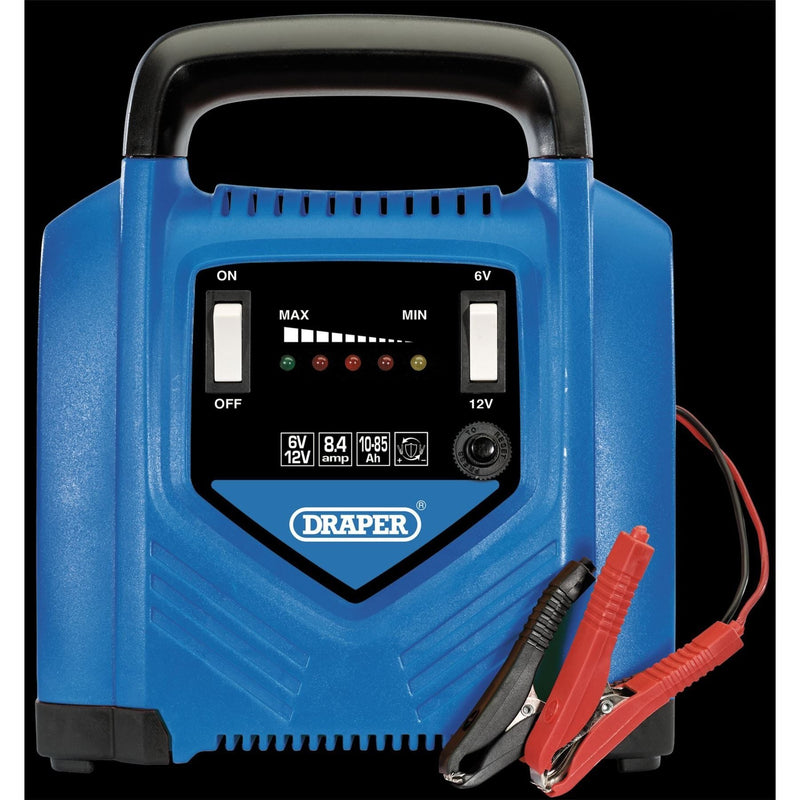 Draper 6/12V Battery Charger, 8.4A, 10 - 85Ah 70546 - Draper - My Roof Bars
