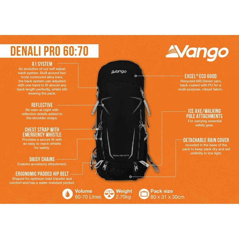 Vango Denali Pro Black Rucksack Backpack