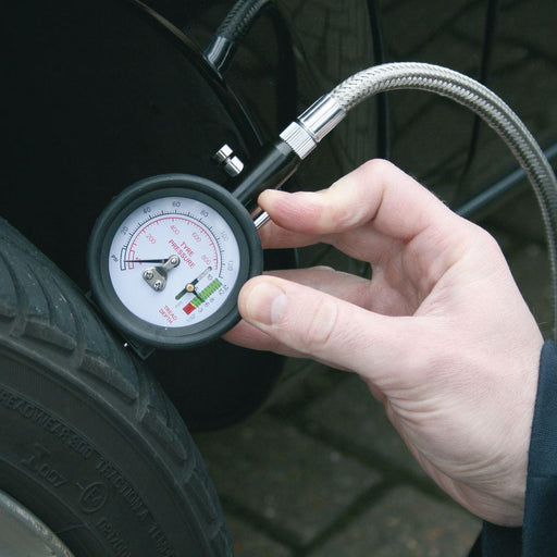 Sealey Tyre Pressure Gauge & Tyre Tread Depth Gauge Flexible Hose 0-8bar(0-120ps - Sealey - My Roof Bars