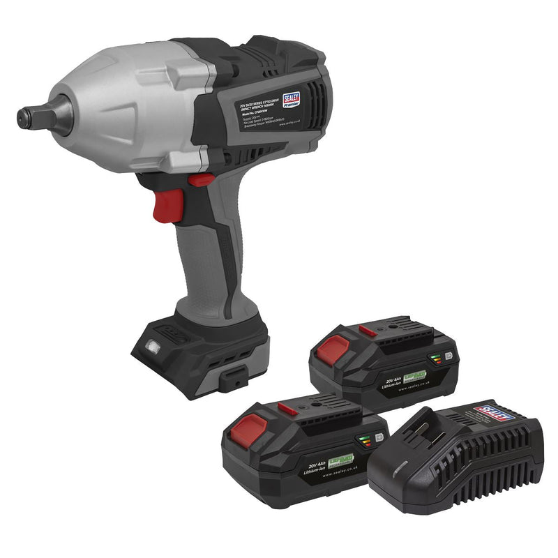 Premier SV20 Series Cordless Impact Wrench Kit 20V 4Ah - 2 Batteries - Sealey Premier - My Roof Bars
