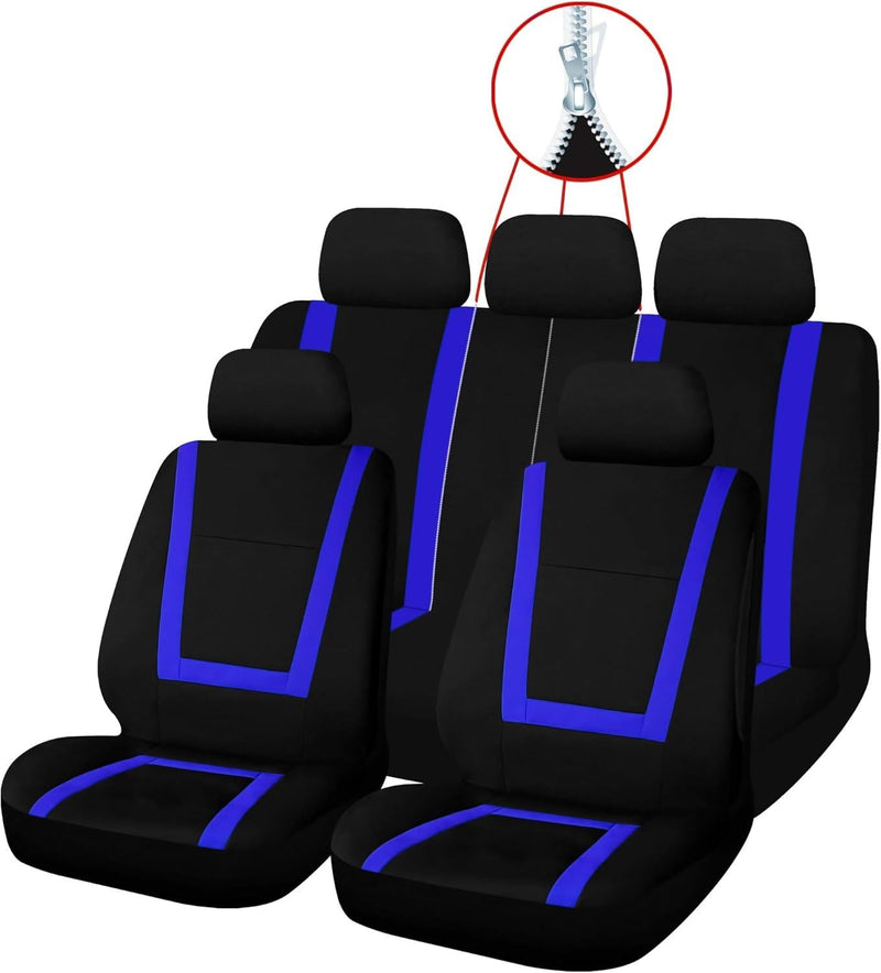 Sakura Greenwich Blue and Black Full Front Rear Seat Covers Set