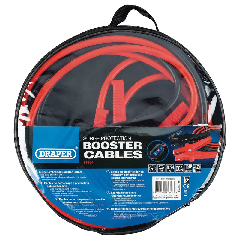 Draper Surge Protection Booster Cables, 5m x 29mm&sup2; 91884 - Draper - My Roof Bars