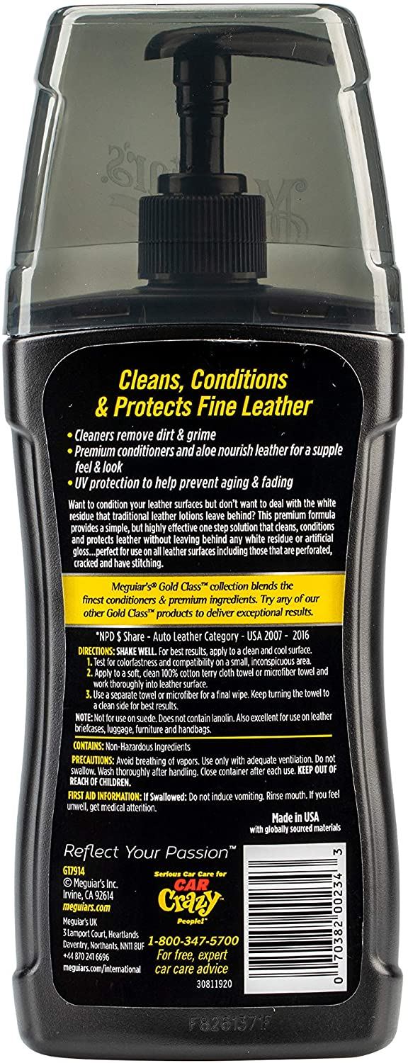 2x Meguiar's G17914EU Gold Class Rich Leather Cleaner and Conditioner 400ml