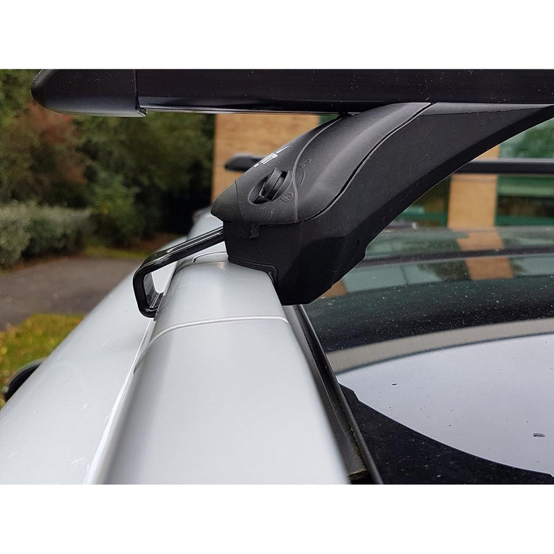 Summit SUP-857F Premium Integrated Railing Bar for Cars with Running Rails, Black Steel, Set of 2