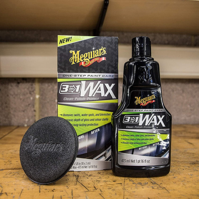 2x Meguiar's G191016EU 3-in-1 Wax Clean Polish Protect 473ml - Meguiar's - My Roof Bars
