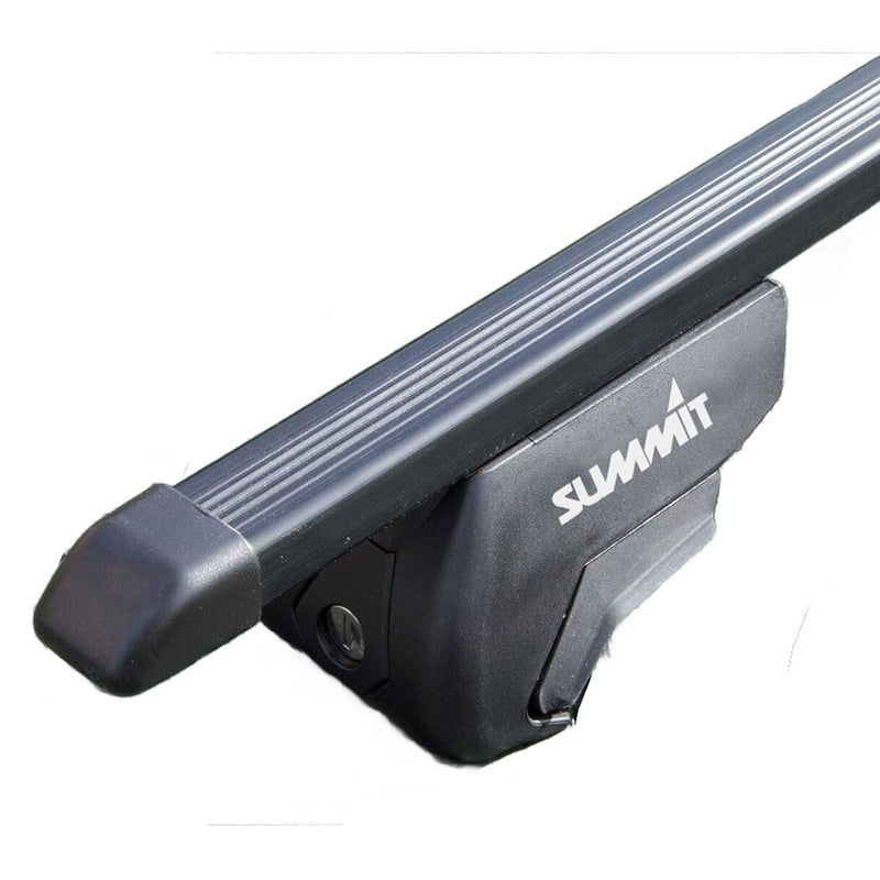 Summit SUP-830 Premium Railing Roof Bar for Cars with Raised Running Rails, Black Steel, Set of 2