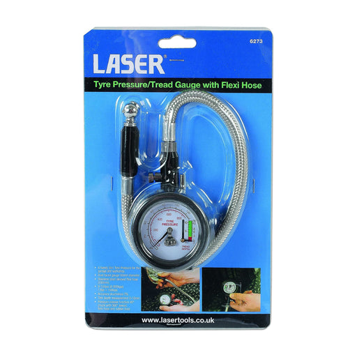 Laser Tyre Pressure & Tread Gauge with Flexi Hose 6273 - Laser - My Roof Bars