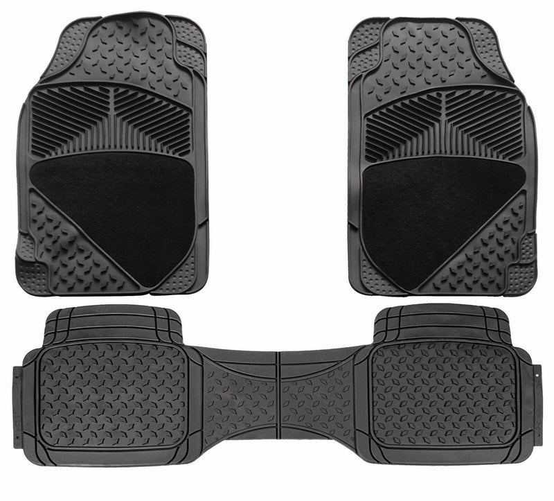 3 Piece Universal Fit Heavy Duty Black Rubber Car Non-Slip Floor Mats SUV 4x4
