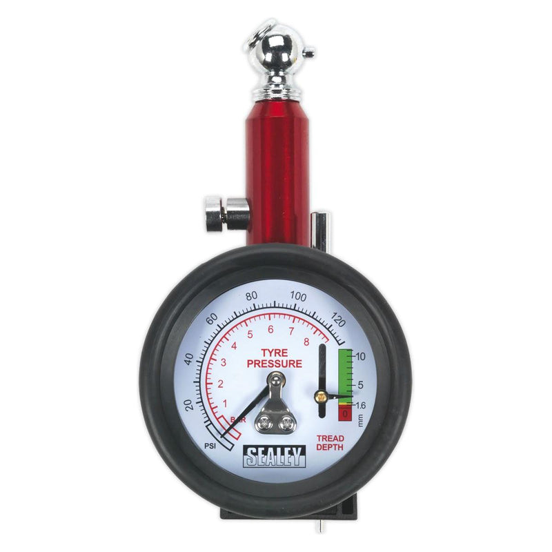 Sealey Tyre Pressure Gauge with Tyre Tread Depth Gauge 0-8bar(0-120psi) TSTPDG01 - Sealey - My Roof Bars