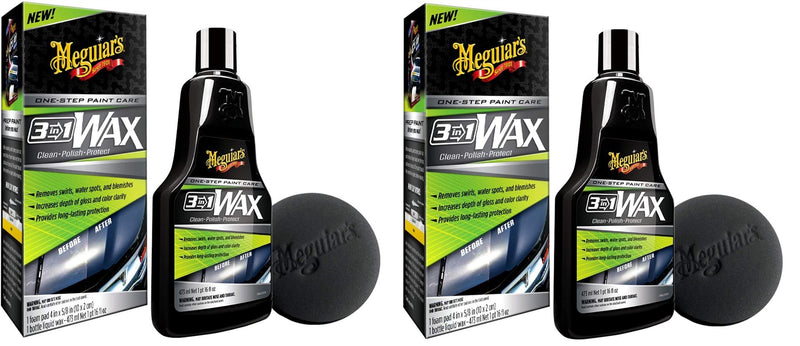 2x Meguiar's G191016EU 3-in-1 Wax Clean Polish Protect 473ml - Meguiar's - My Roof Bars