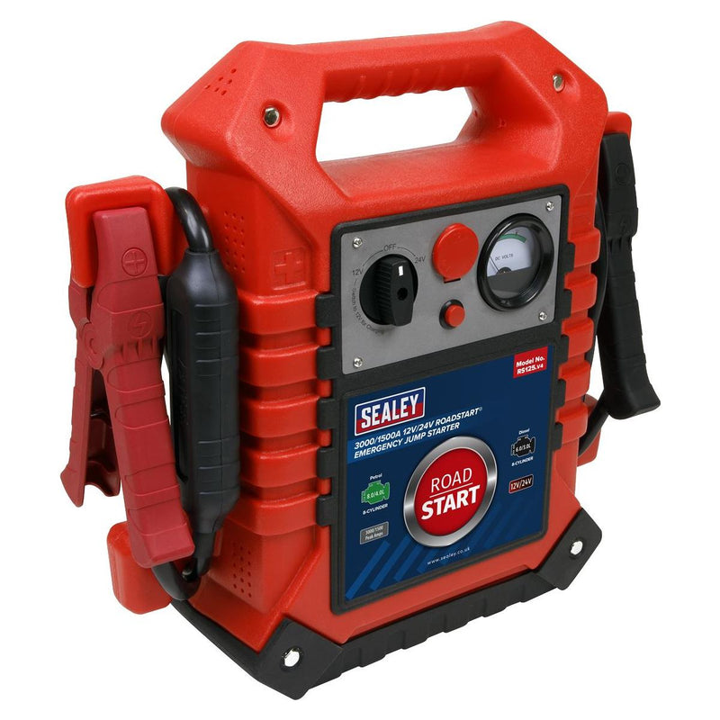 Sealey RoadStart Emergency Jump Starter 12/24V 3000/1500 Peak Amps RS125 - Sealey - My Roof Bars