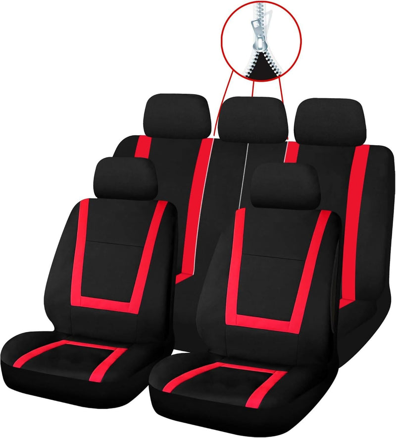 Sakura Greenwich Red and Black Full Front Rear Seat Covers Set