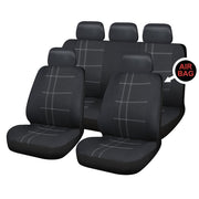 Sakura Seat Covers Checks Full Set includes Head Rest, Black/ White - Sakura - My Roof Bars