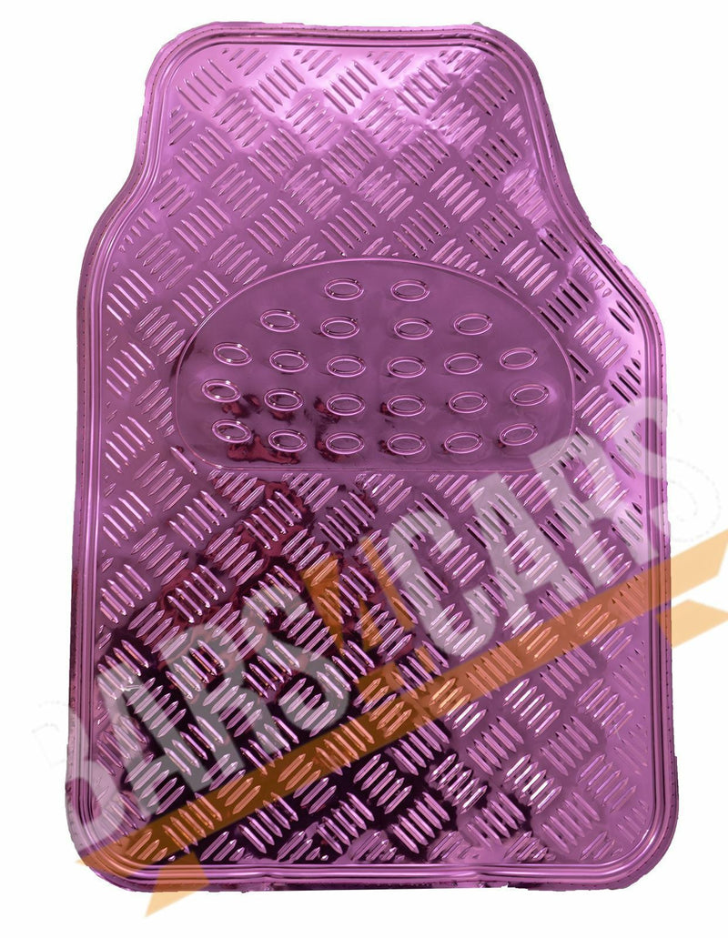 Universal Pink Metallic Streetwize Checker RubberGirls Car Floor Mats Set SWTP6
