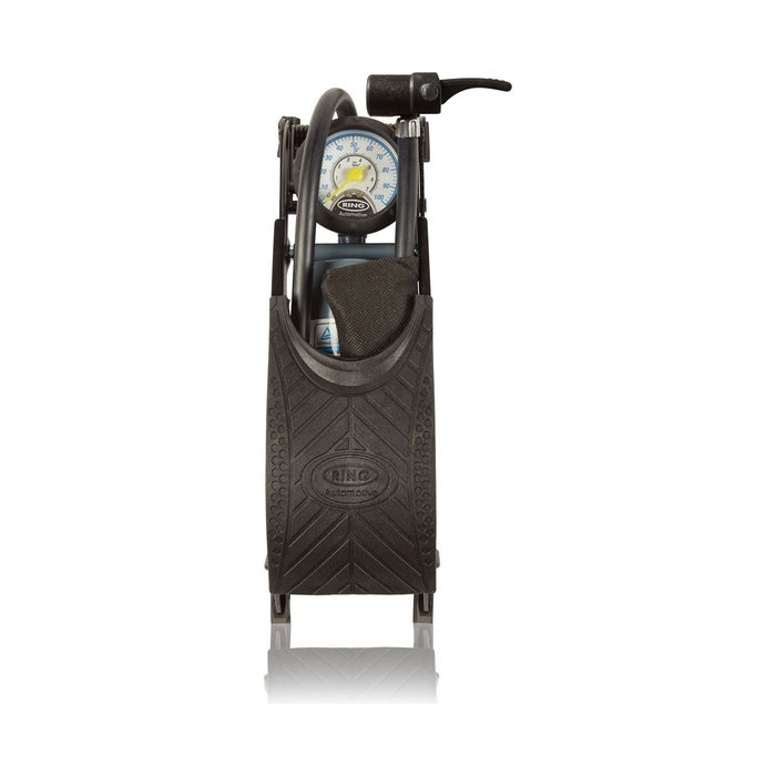Ring RFP1 Single Barrel Footpump, with Footplate Clips and Adaptor Set - Ring Automotive - My Roof Bars