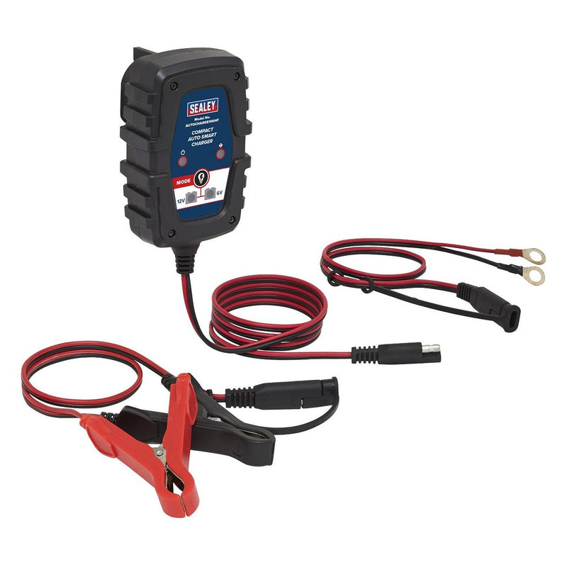 Sealey Compact Smart Trickle Charger & Maintainer 1A 6/12V AUTOCHARGE100HF - Sealey - My Roof Bars