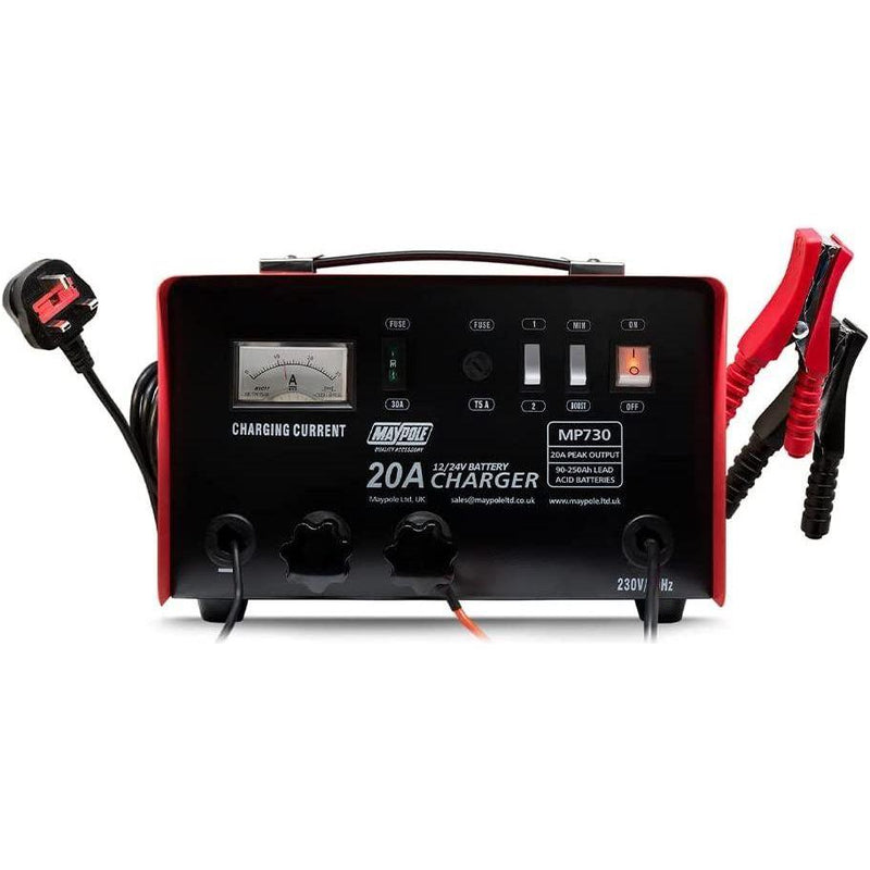Maypole Heavy Duty Steel 20 Amp 12V/24V Car Van Tractor Battery Charger Mp730 - Town Tools - My Roof Bars