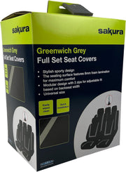 Sakura Greenwich Seat Cover Front & Rear Set Grey 7 Piece with Zip - Sakura - My Roof Bars