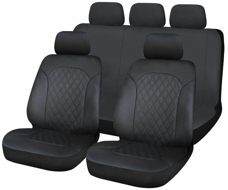 Sakura Leatherette Front & Rear Car Van Seat Covers with Quilted pattern