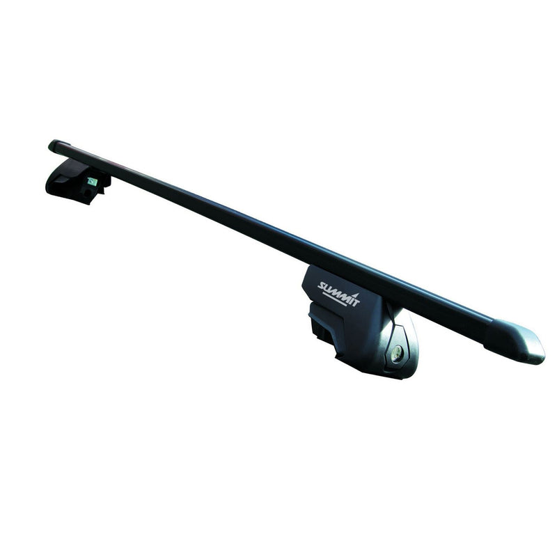 Summit SUP-830 Premium Railing Roof Bar for Cars with Raised Running Rails, Black Steel, Set of 2