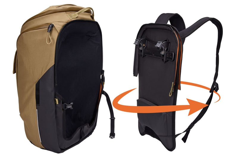 Thule Paramount hybrid bike pannier and backpack 26L tan beige