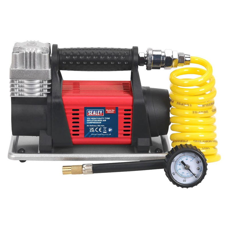 Sealey Tyre Inflator/Mini Air Compressor 12V Heavy-Duty MAC04 - Sealey - My Roof Bars