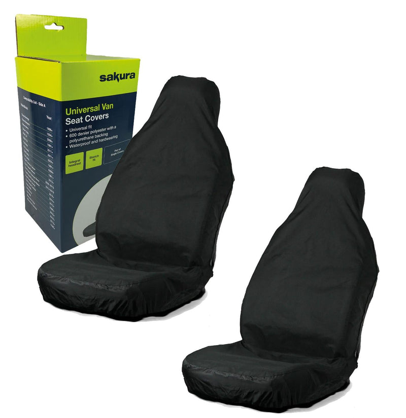 Sakura Pair of Single Heavy Duty Waterproof Seat Covers Van Driver & Passenger