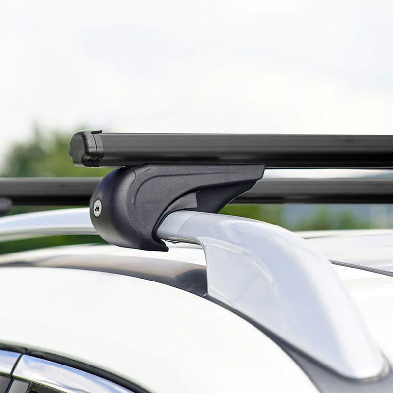 Roof Bars Rack Aluminium Black fits Volkswagen Atlas 2018- For Raised Rails - Omtec - My Roof Bars