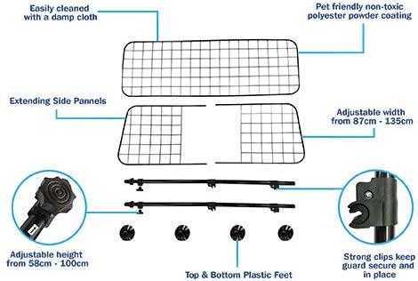 Universal Dog Guard Adjustable Safety Travel Dog Pet Car Mesh Barrier