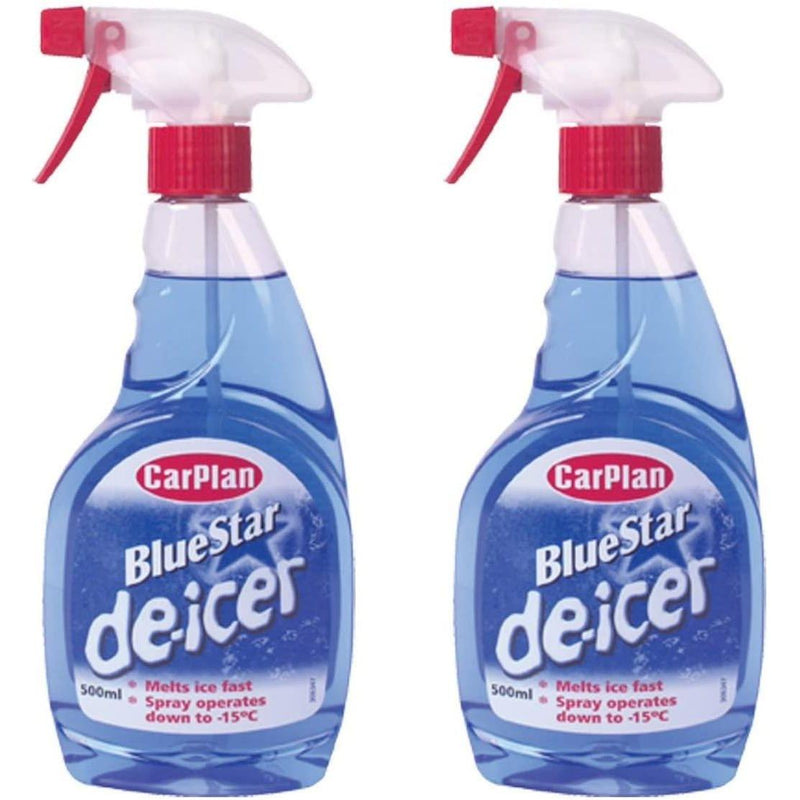 2x CarPlan Blue Star De Icer De-Icer Trigger Spray Winter Car 500ml - CarPlan - My Roof Bars