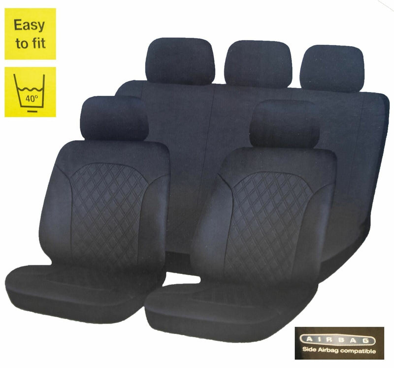 Sakura Leatherette Front & Rear Car Van Seat Covers with Quilted pattern