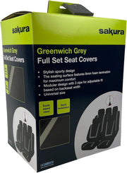 Sakura Greenwich Grey and Black Full Front Rear Seat Covers Set - Sakura - My Roof Bars