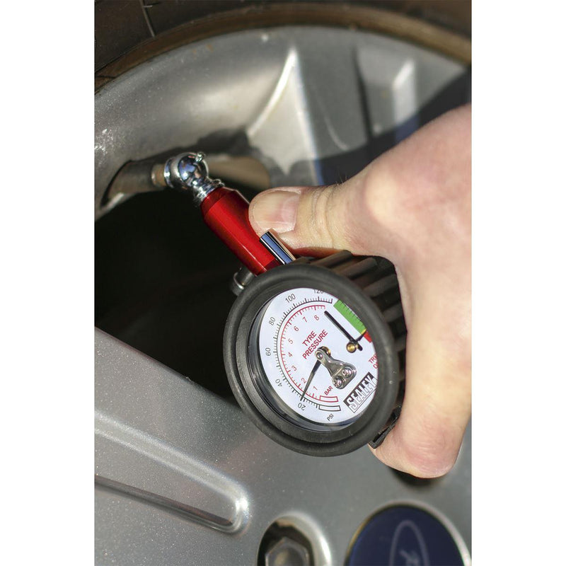 Sealey Tyre Pressure Gauge with Tyre Tread Depth Gauge 0-8bar(0-120psi) TSTPDG01 - Sealey - My Roof Bars