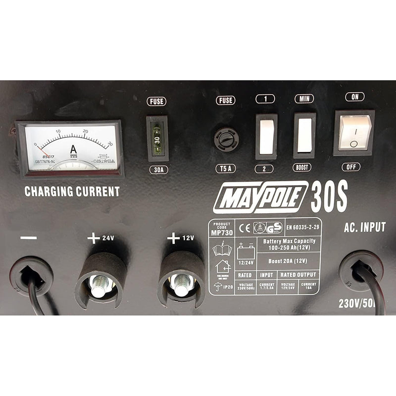 Maypole Heavy Duty Steel 20 Amp 12V/24V Car Van Tractor Battery Charger Mp730 - Town Tools - My Roof Bars
