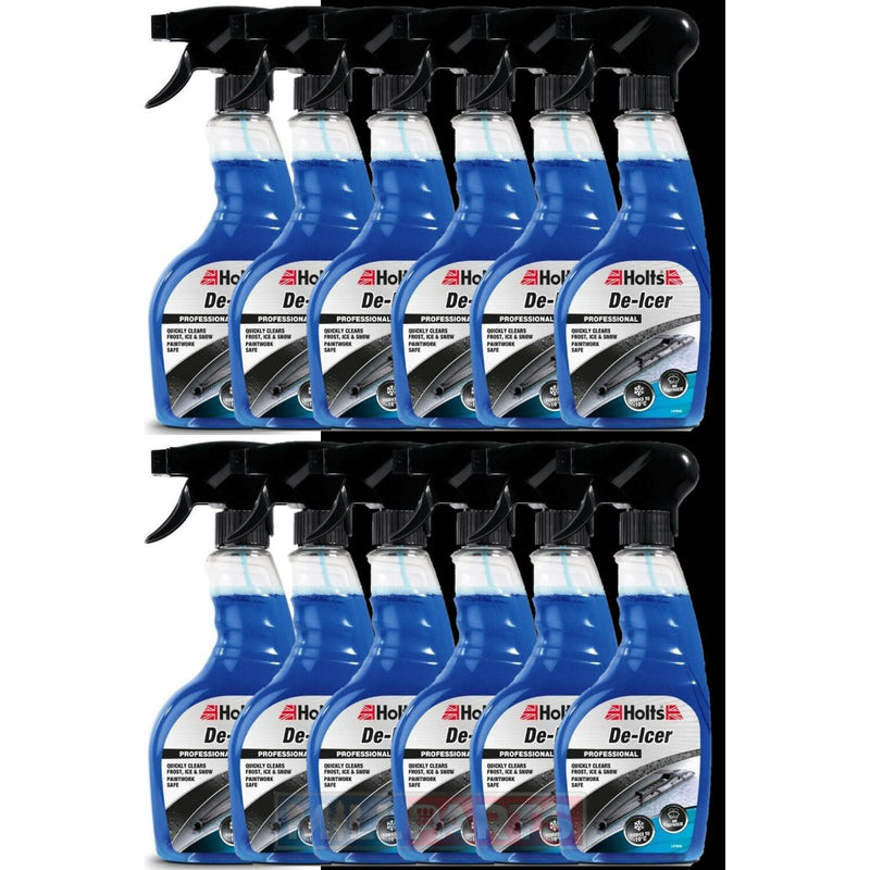 12x Holts Car De-Icer Spray Melts Windscreen Ice Frost Snow Winter De icer 500ml - Holts - My Roof Bars