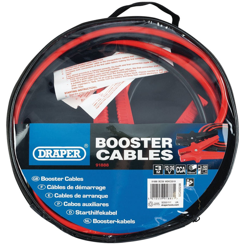 Draper Booster Cables, 3m x 18mm&sup2; 91888 - Draper - My Roof Bars