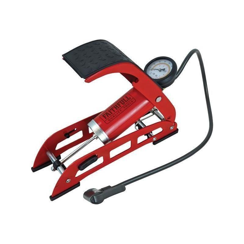 Faithfull Foot Pump Single Cylinder with Gauge - Faithfull - My Roof Bars