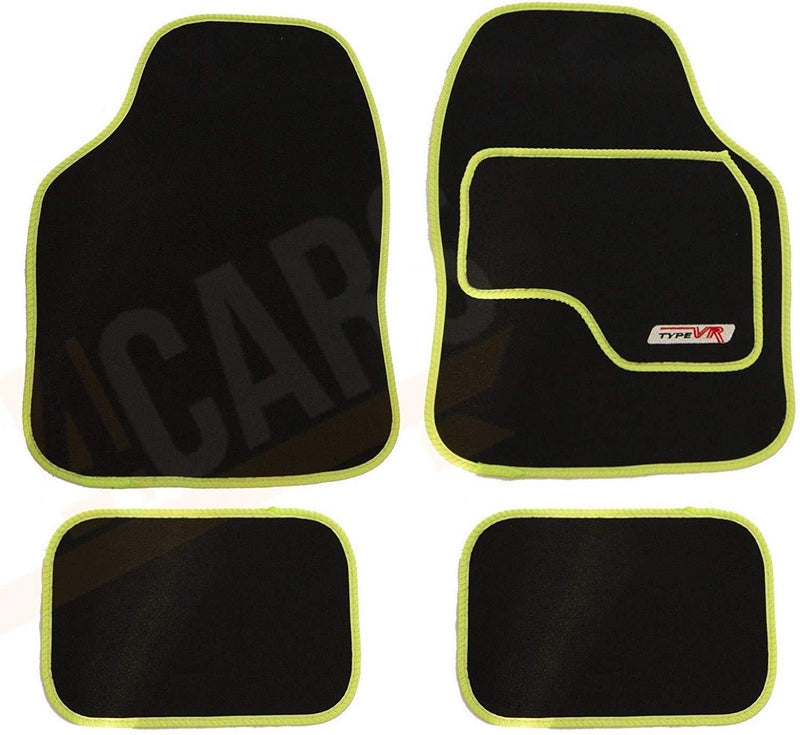 Sakura VR Green Embroidered Edging Car Mat Set (Front & Rear) Universal - Sakura - My Roof Bars