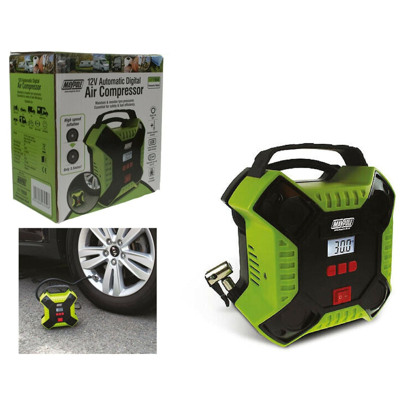 Maypole MP7950 12v Automatic Digital Car Bike Tyre Air Compressor Inflator Pump - Maypole - My Roof Bars