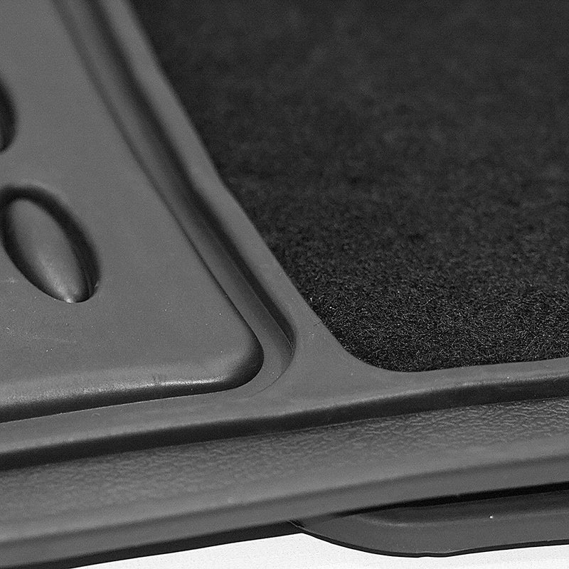 4 PCS Car Mats Rubber & Carpet Black Universal Fit Heavy Duty Non Slip