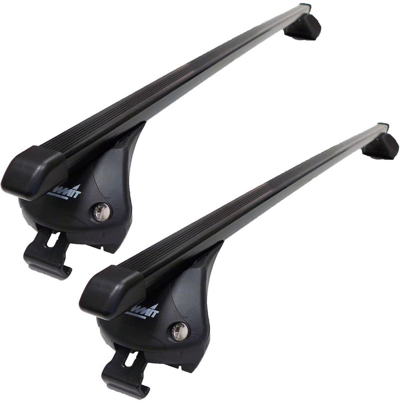Summit SUP-865A Premium Integrated Railing Bar for Cars with Running Rails, Black Steel, Set of 2